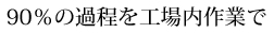 90％の過程を工場内作業で